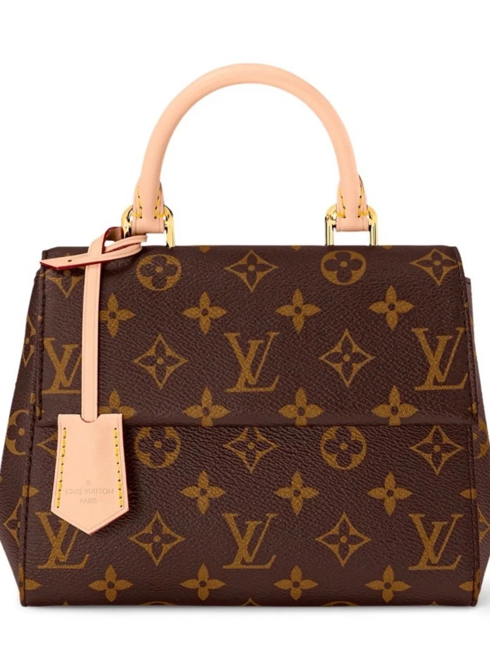 Louis Vuitton Monogram Cluny Canvas Satchel with Cream Handles
